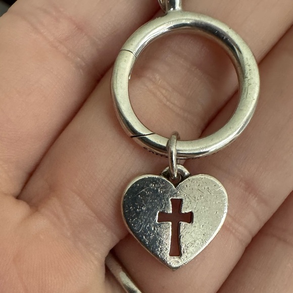 James Avery Heart Cross Charm Pendant and Chain Necklace Both Signed - Picture 3 of 10